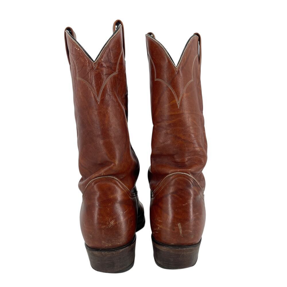 Tony Lama 5084 Men’s Cowboy Boots Chocolate Cow Leather Finish Western 10.5E VTG - Picture 9 of 10